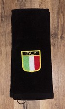 Italy Embroidered Golf Sport Towel 16x26 Black