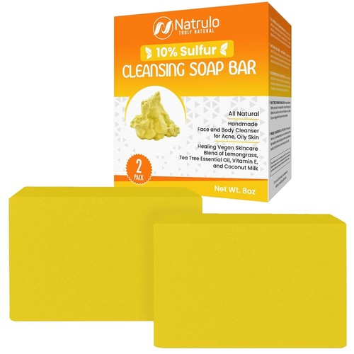 10% Sulfur Soap Cleansing Bar for Face & Body – All Natural Facial Cleanser...