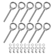 10-Sets Stainless Eyebolt M6x59mm Shoulder Lifting Eye Bolt with Nuts Washers