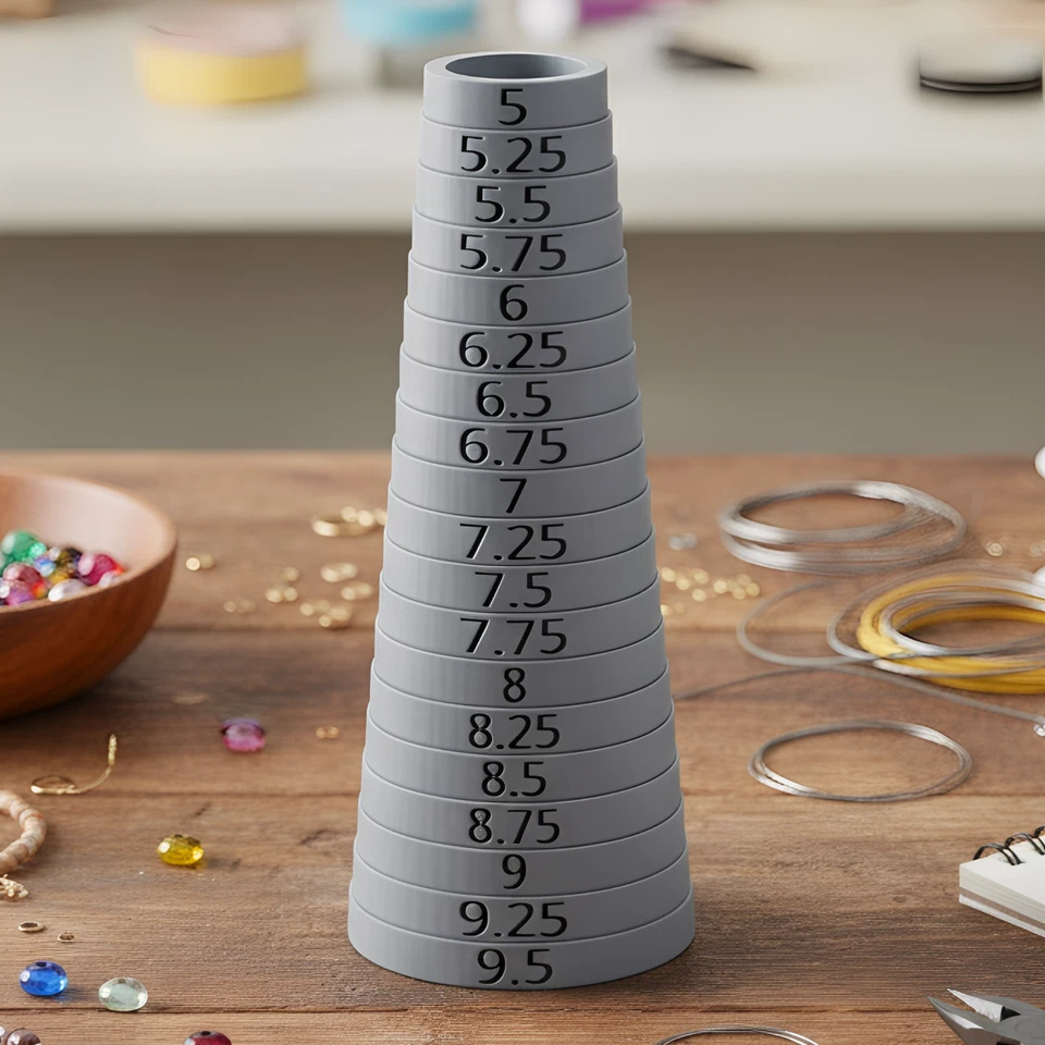 Medidor de pulsera mandril redondo escalonado joyería herramienta de medición cuartos tamaños EE. UU. Foto 2 de 4