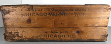 Caja de pintura publicitaria vintage Dupont Chicago Barnish Works - grande con asas