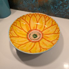 Sunflower Serving Bowl 11.5 in Hand Painted Colorful Tuscan style Artist signed