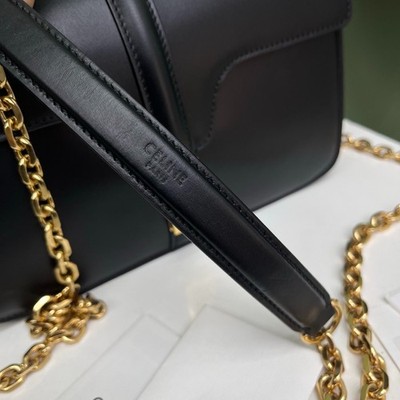 Celine 16Bag Black Gold Chain Turn Lock Bag Crossbody Bag Shoulder