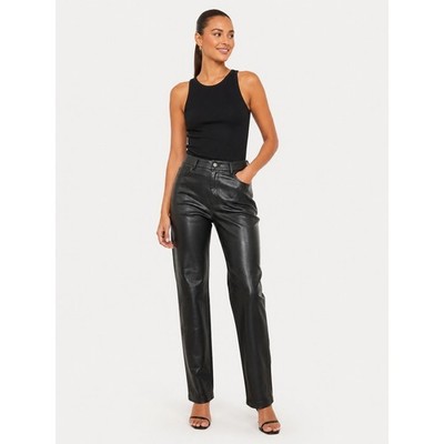 NWOT Wilfred Aritzia Melina Black Vegan Leather High Rise Straight Pants 10 M