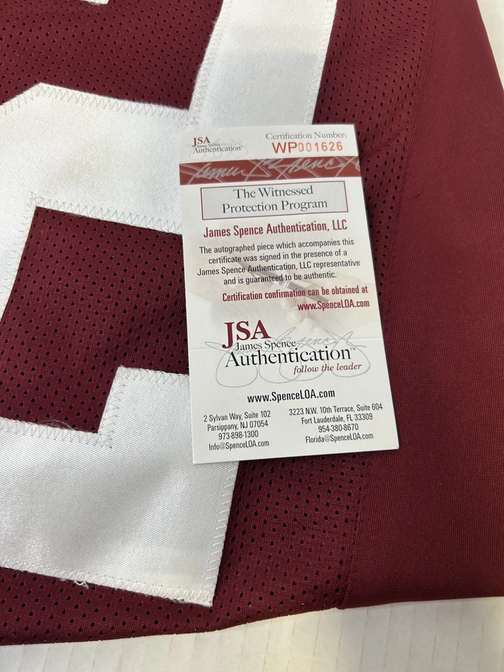 查理·泰勒华盛顿红皮队 #42 签名定制球衣 JSA 正品证书 C2 — 第 3/4 张图片