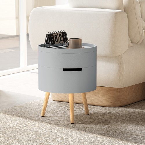 HOMCOM Side Coffee Table End Desk Night Stand w/ Detachable Tray, Grey - Picture 2 of 11