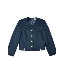 Vintage Requirements Wool Blazer Jacket Women's 12 Black Gold Crested Buttons