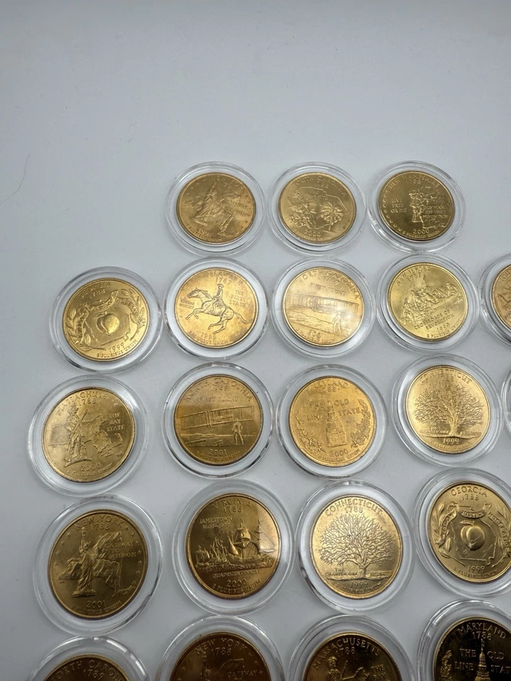 1999, 2000, 2001 Gold Edition State Quarters, 24K Gold Plated (28 Coins Total) - Image 4 of 4