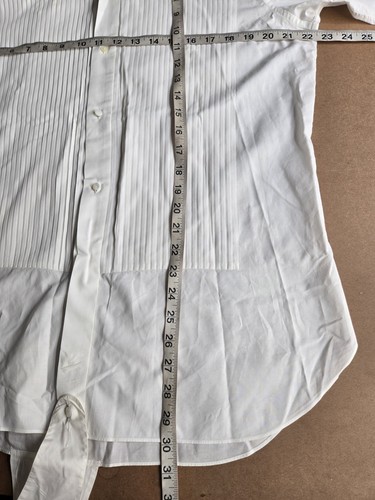 Camisa Esmoquin Brioni Blanca Plisada Manga Larga Puño Francés Hecha en Italia Talla 16 - Imagen 12 de 14