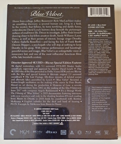 Blue Velvet 4K UHD Blu-ray - Criterion - David Lynch - Import - New & Sealed - Picture 2 of 6