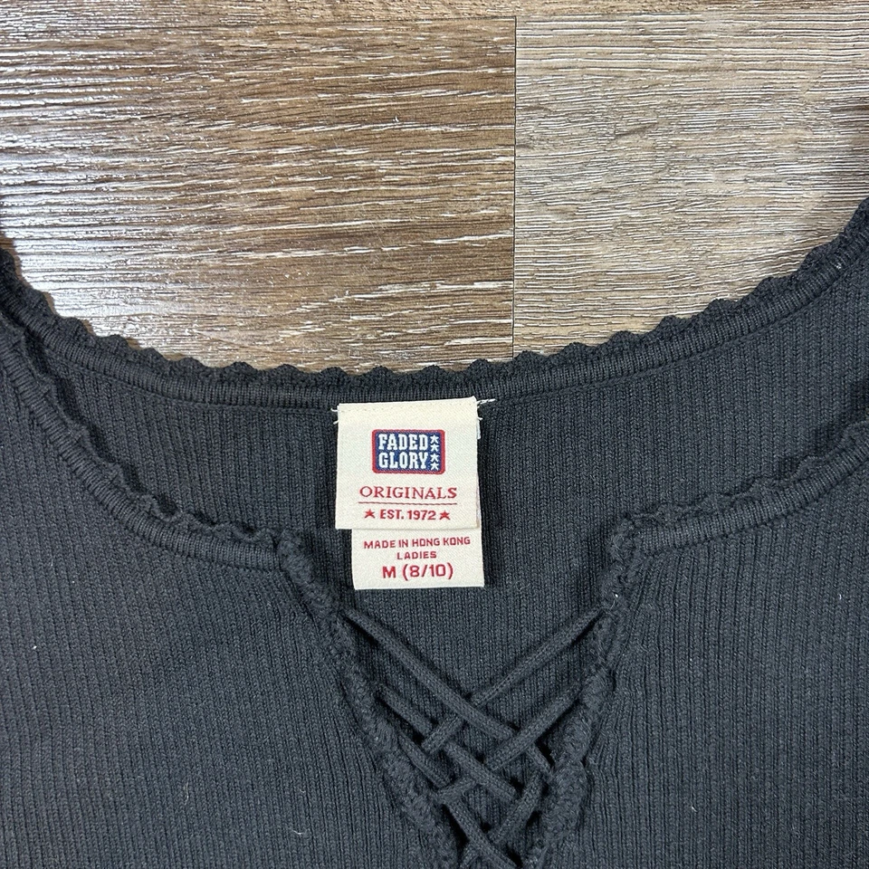 Top Babydoll Vintage Faded Glory Para Mujer Y2K M Metálico Elastizado Grunge Gótico Foto 4 de 4