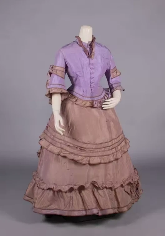 1870s Victorian Edwardian Day Dress Colonial Civil War Royal Court Queen Baroque - Image 2 of 4