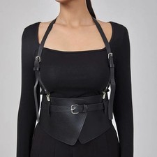 Women Leather Corset Belt   Gothic Punk Harness Wide Waistband