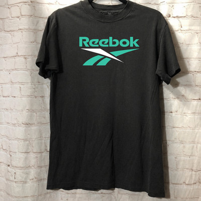 Vintage Reebok Spellout Logo Black Green Shirt - Men s Size XL