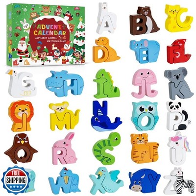 Advent Calendar 2025 Animal Alphabet Matching Toy for Kids,26 Pcs Christmas A