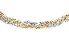 Diamond Cut Three Colour 9ct Gold Plaited Necklace