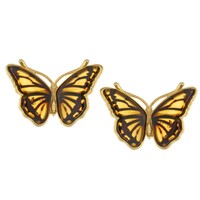 Cavill Bernstein Ohrringe 2,2Ct Silber Vergoldet Schmetterling Damen