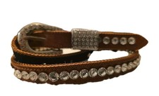 Shyanne Country wear Western Belt Size 28 Brown Faux Leather Rhinestones Bling