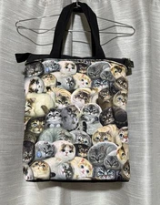 Henry Cats & Friends-Colorful Cat Faces-12.5” Purse/Tote Bag