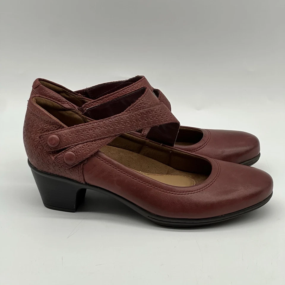 Tacones Mary Jane Cobb Hill Rockport Kailyn Asimétricos Cuero Rojo Marrón Talla 8 Foto 2 de 4
