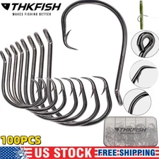 100PCS Octopus Circle Hooks Sturdy Catfish Hooks Offset Circle Fishing Hooks Set