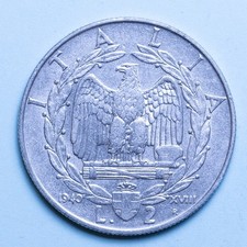 VITTORIO EMANUELE III 2 LIRE 1940 XVIII IMPERO ASSE RUOTATO RARA ACCIAIO SPL