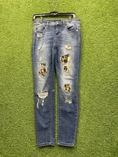 Judy Blue Jeans Womens 5/27 Leopard Patches Skinny Fit y2k JB8265MD Distressed