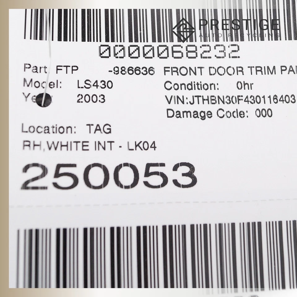 2001-2003 LEXUS LS430 Door Panel Trim Interior Front Right 67610-50370-A5 OEM Foto 4 de 4