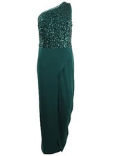 Adrianna Papell Women's Beaded Crepe Jumpsuit 4, Dusty Emerald 652933381314