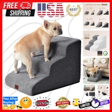 Non-Slip 15.7" Curved Dog Stairs for Small Dogs - Easy to Clean Pet Steps