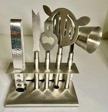 Godinger Stainless Steel 6 Piece Bar Cocktail Barware Set Madmen