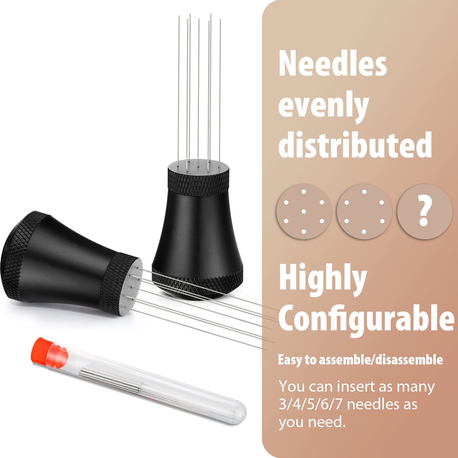 WDT Espresso Distribution Tool Espresso Stirrer Tools for Barista, 0.35mm 7 N...