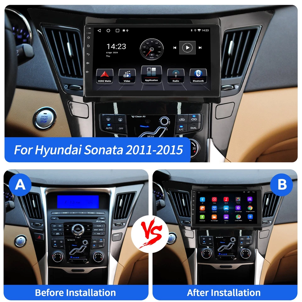Apple Carplay For 2011-2015 Hyundai Sonata Car Stereo Radio Android 14 GPS Nav - Image 4 of 4