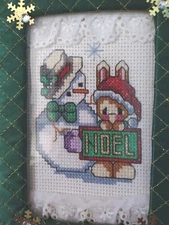 Finished Fraimed Mini Christmas Cross Stitch Noel Needlepoint Greetings Card New