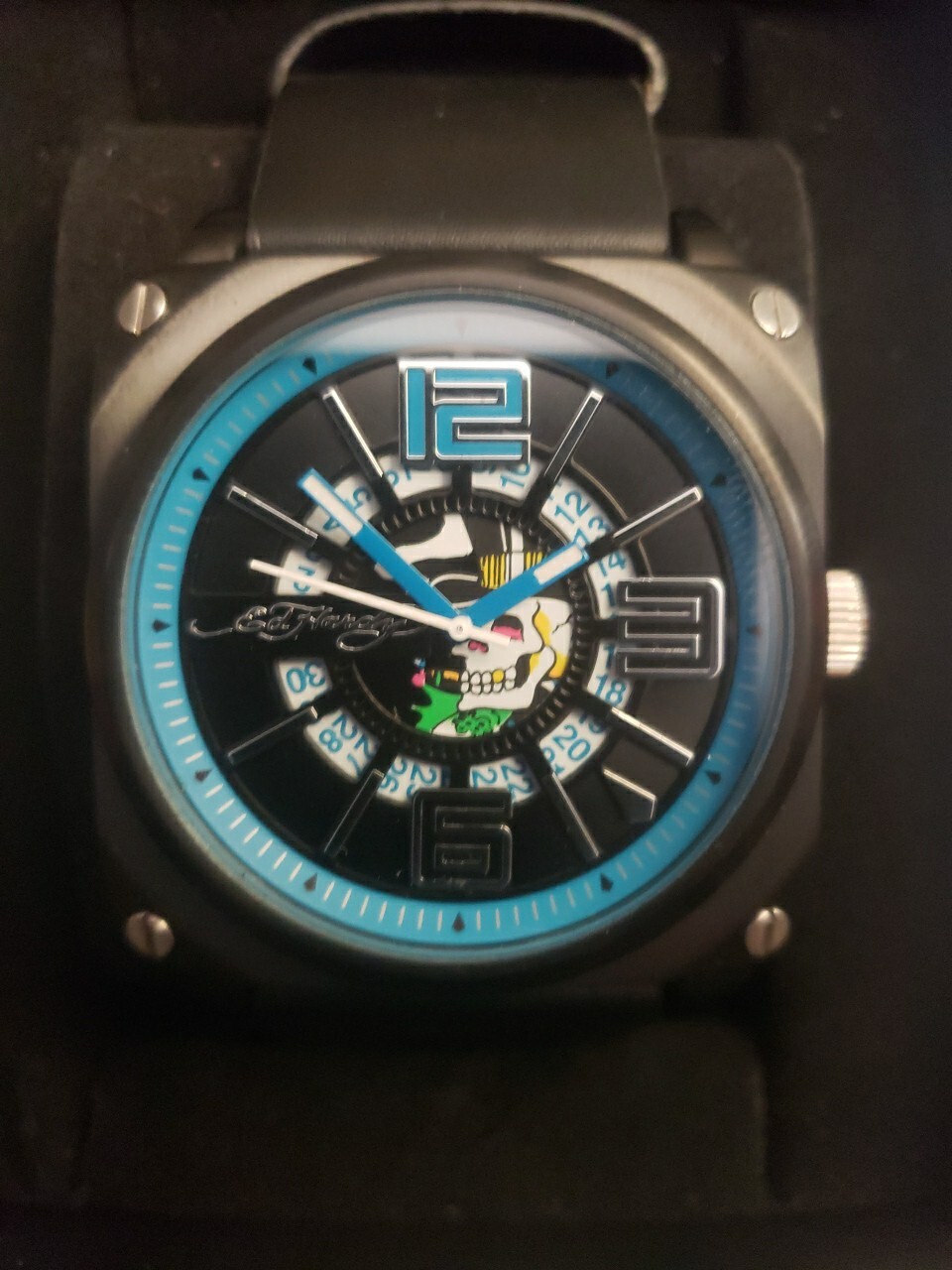 Ed Hardy Slick Blue Original Skull Watch [Rare] [Never Used] | eBay