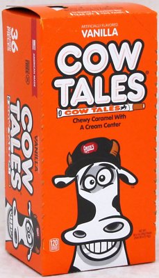 Cowtales Vanilla Chewy Caramel Candy Cow Tales Bulk 36 Ct Bx Over 2 LBS Cowtails