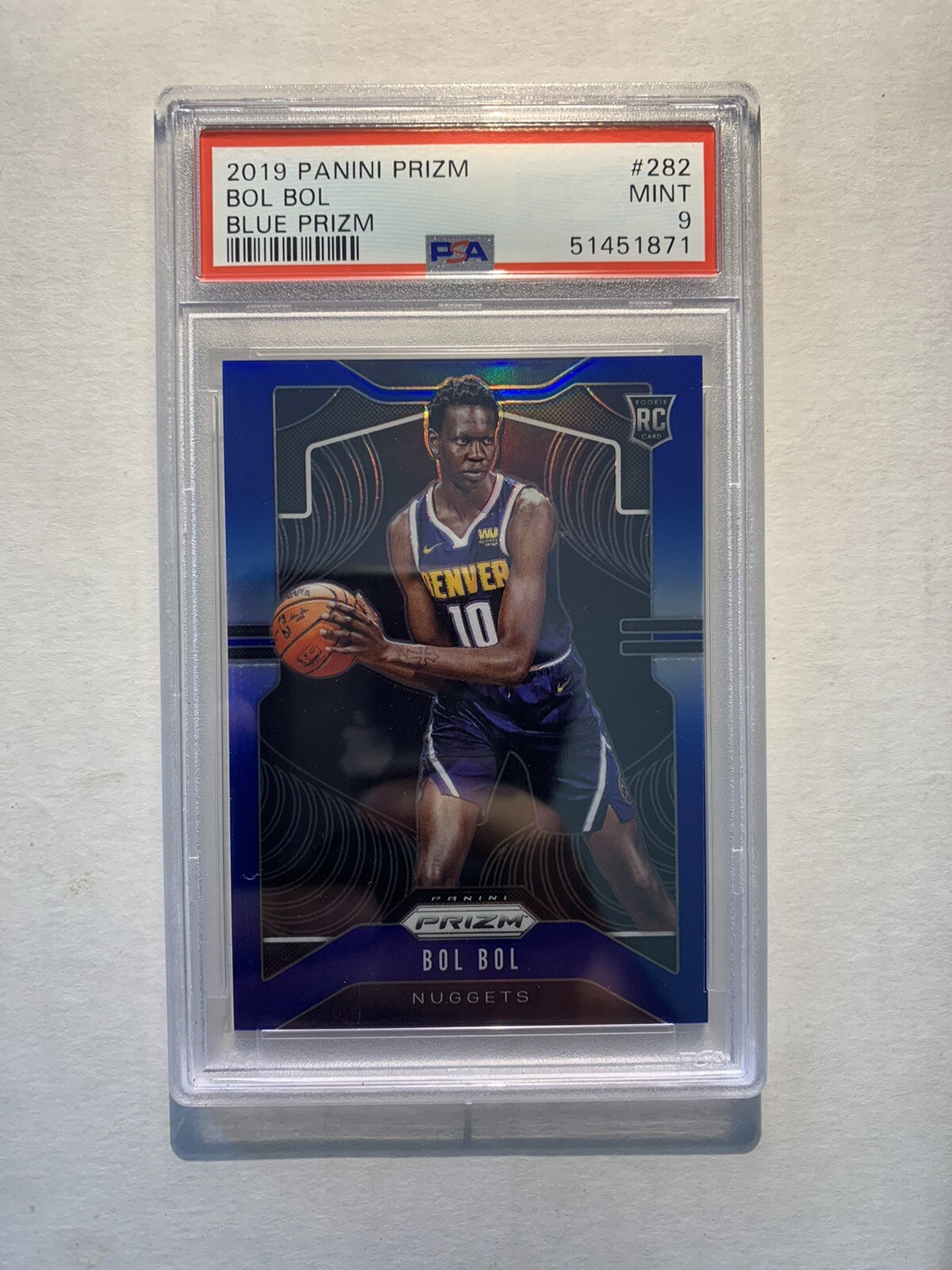 Bol Bol 2019-20 Panini Prizm Blue Prizms Rookie RC #065/199 PSA 9 Mint Nuggets