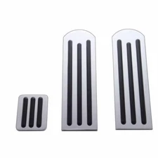 United Pacific Chrome Aluminum Peterbilt Pedal Set W/ Rubber Insert- Black 70258