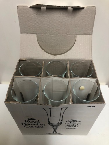 VINTAGE ROYAL BAVARIAN CRYSTAL FLUTE CHAMPAGNE GLASS SET OF 6 (BRAND NEW IN BOX) - Picture 5 of 11