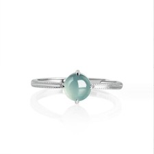 Certified Green Natural A Jade jadeite S925 Silver Woman Fashion Ring Adjustable