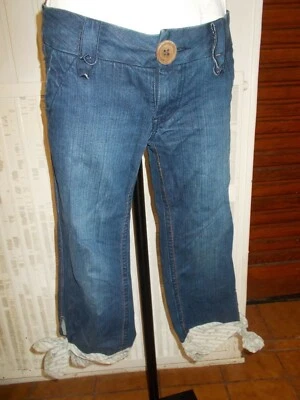 Pantalon court pantacourt Taille basse 100% coton revers tissu Pépé Jeans w29 38 - Photo 1/4