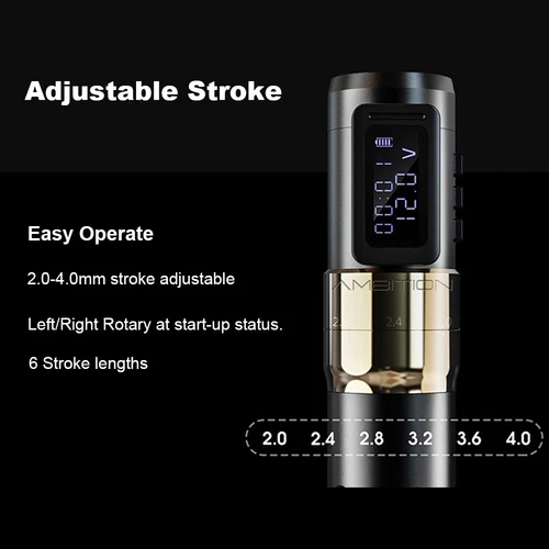 Wireless Tattoo Machine Pen 6 Stroke Length Adjustable 2.0-4.0mm Brushless Motor image 5