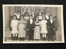 Children Wearing Suits And Dresses RPPC Class Antique Real Photo Postcard