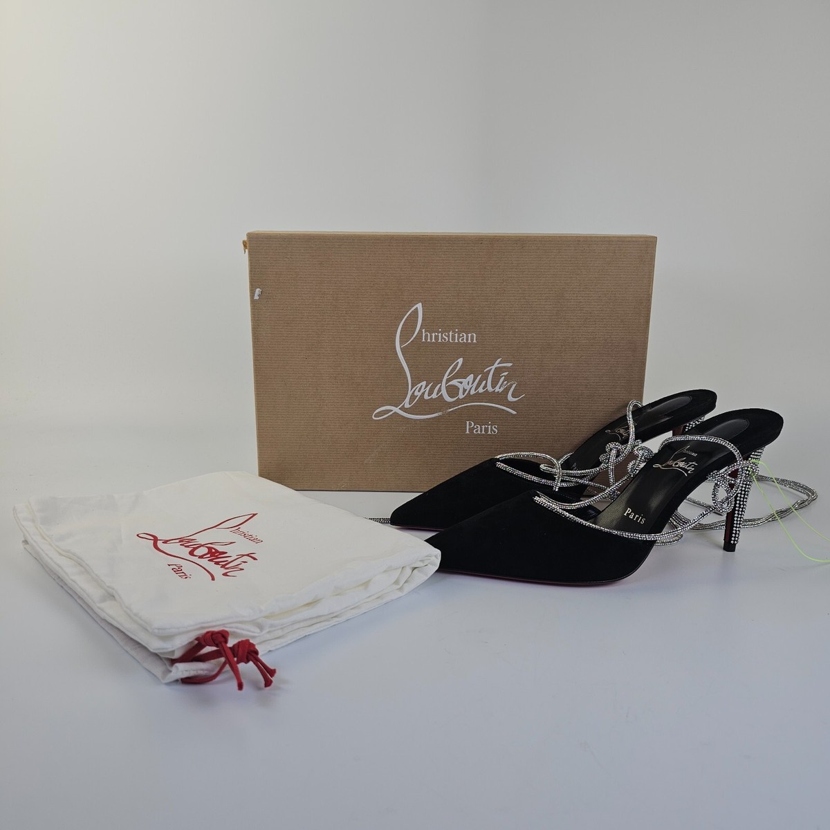 CHRISTIAN LOUBOUTIN Astrid Lace Strass 85mm Black Suede
