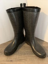 Capelli New York Women's Black Glitter Rain Boots Size 8