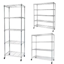 4/5 Tier Garage Wire Metal Shelving Adjustable Steel HeavyDuty Storage Shelf