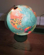 1972 SCAN GLOBE A/S DENMARK  APP 12" ILLUMINATED GLOBE  STAND LIGHT WORKS RARE