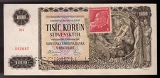 Czechoslovakia 1000 Korun 1940 (ND 1945) Pic# 56s  Specimen  AU (NICE)