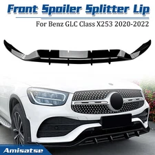 Black Front Lip Splitter For Benz GLC X253 GLC200 GLC260 GLC300 2020-2022 AMG