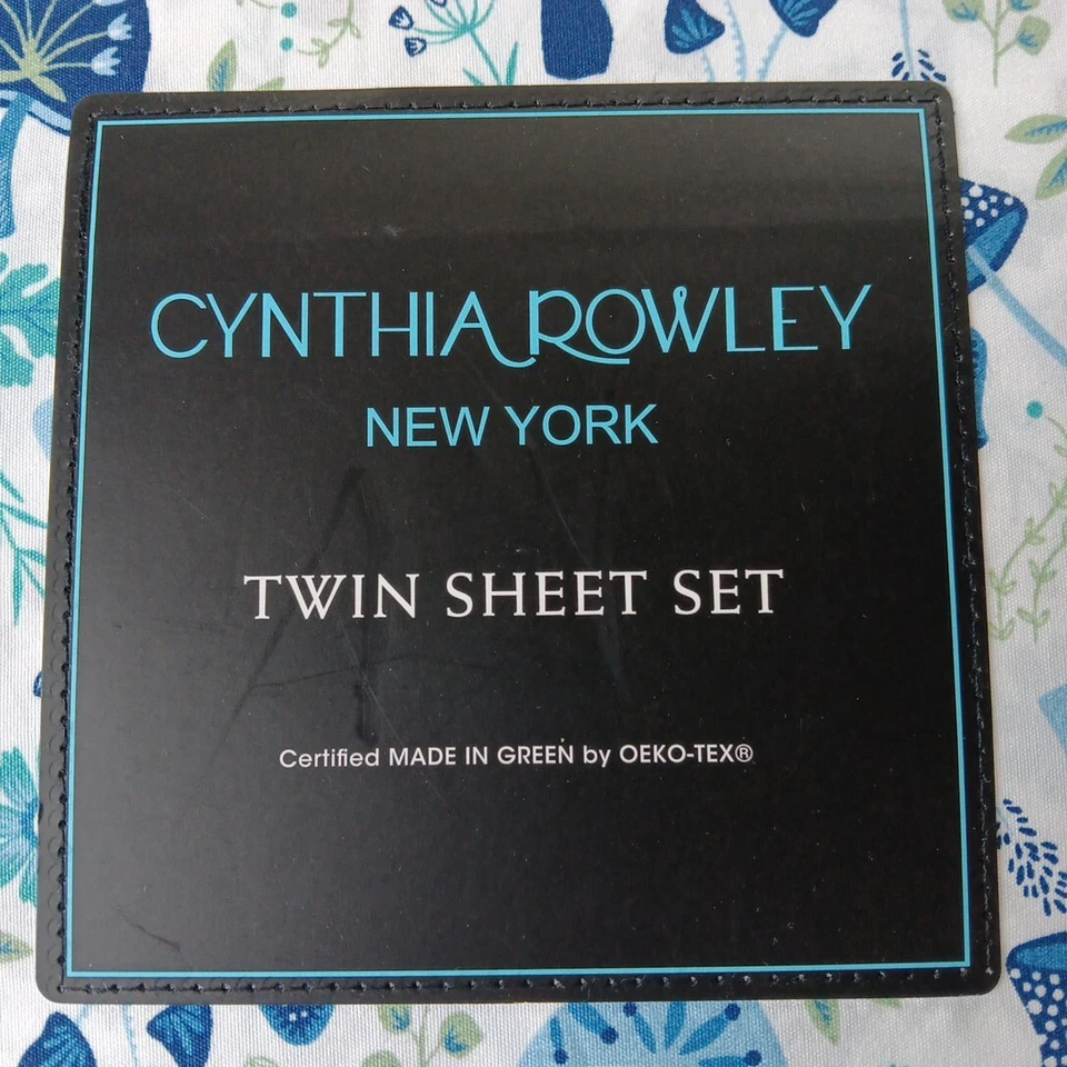 Juego de cama Cynthia Rowley de 4 DOBLES flores de hongo azul Groovy Acogedor NUEVO Boho Foto 3 de 4